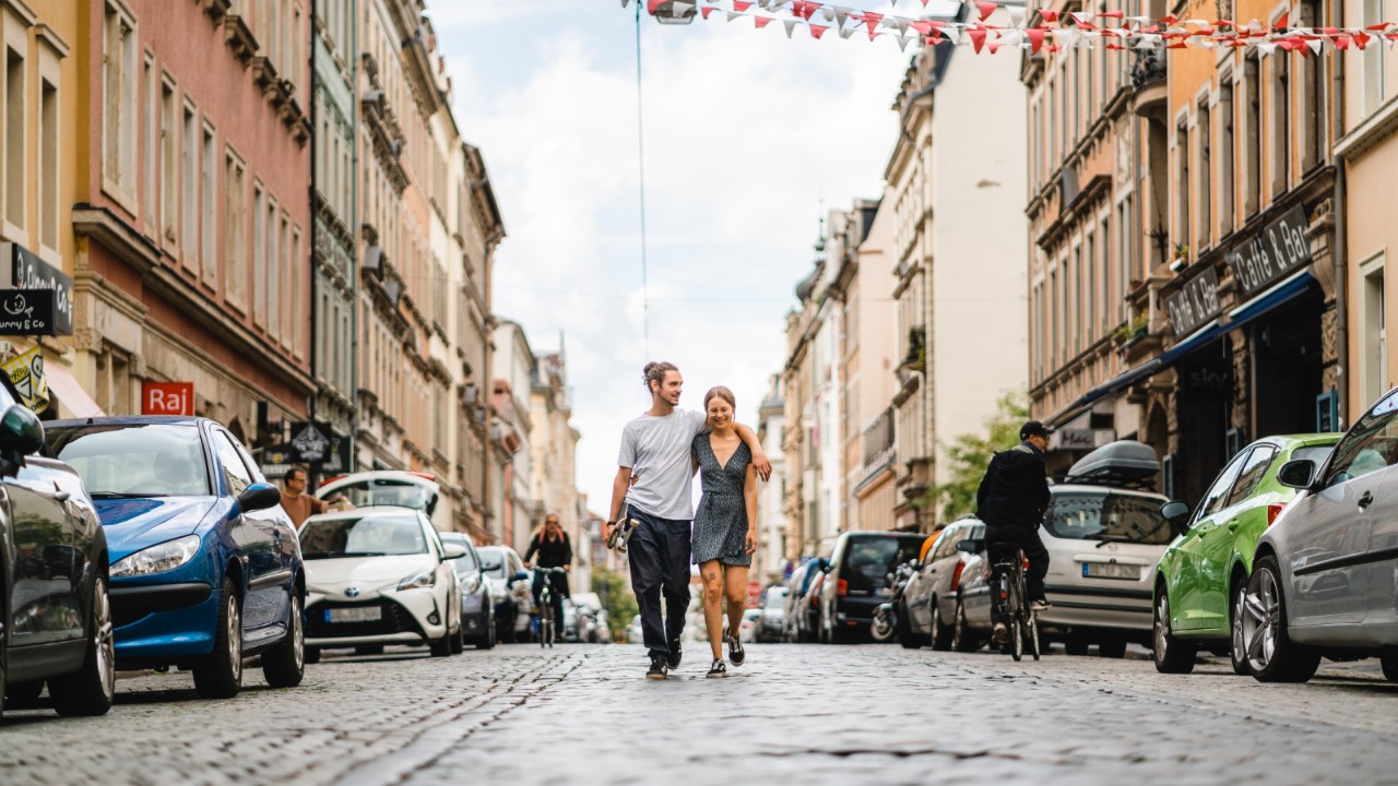 In the streets of the New Town