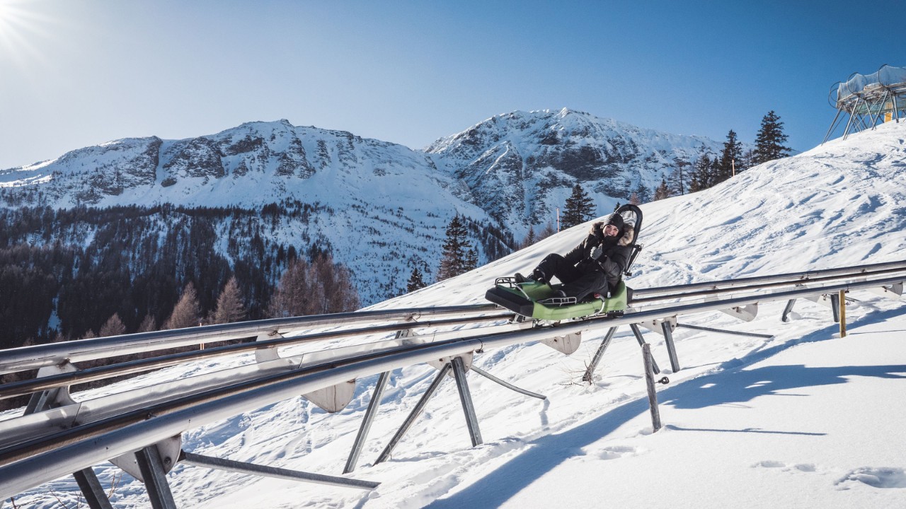Tobogganing on the Pradaschier.