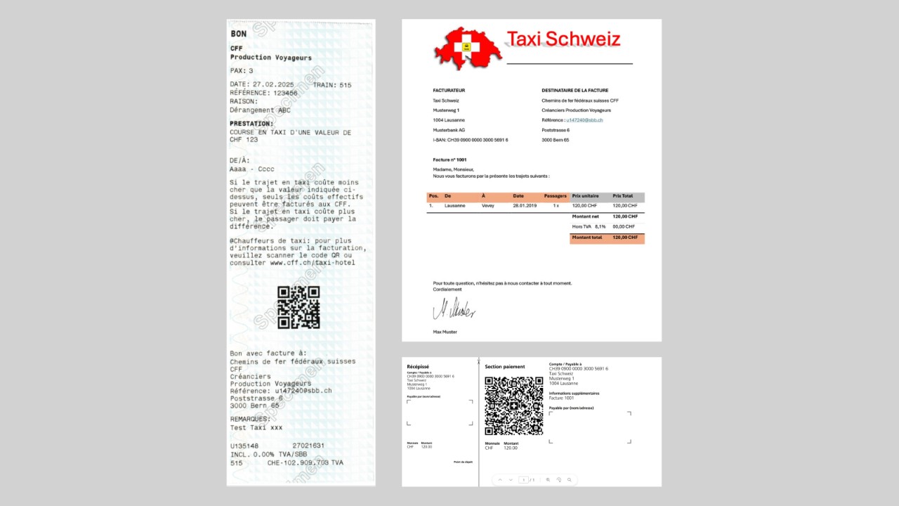 Envoyer le bon et la facture avec la partie paiement au format PDF à rechnung@sbb.ch.