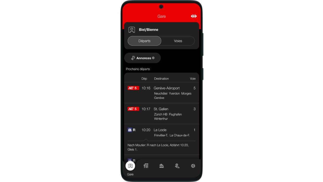 L’utilisation du mode sombre réduit l’effet d’éblouissement.