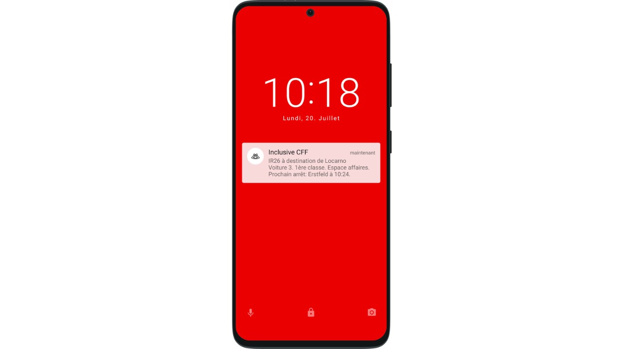 Lorsque vous montez à bord d’un train, vous obtenez une notification push qui contient les informations essentielles sur le trajet (numéro de train, destination, numéro de voiture, classe, zone de service, prochain arrêt). Ce message est également actualisé sur l’écran de verrouillage.