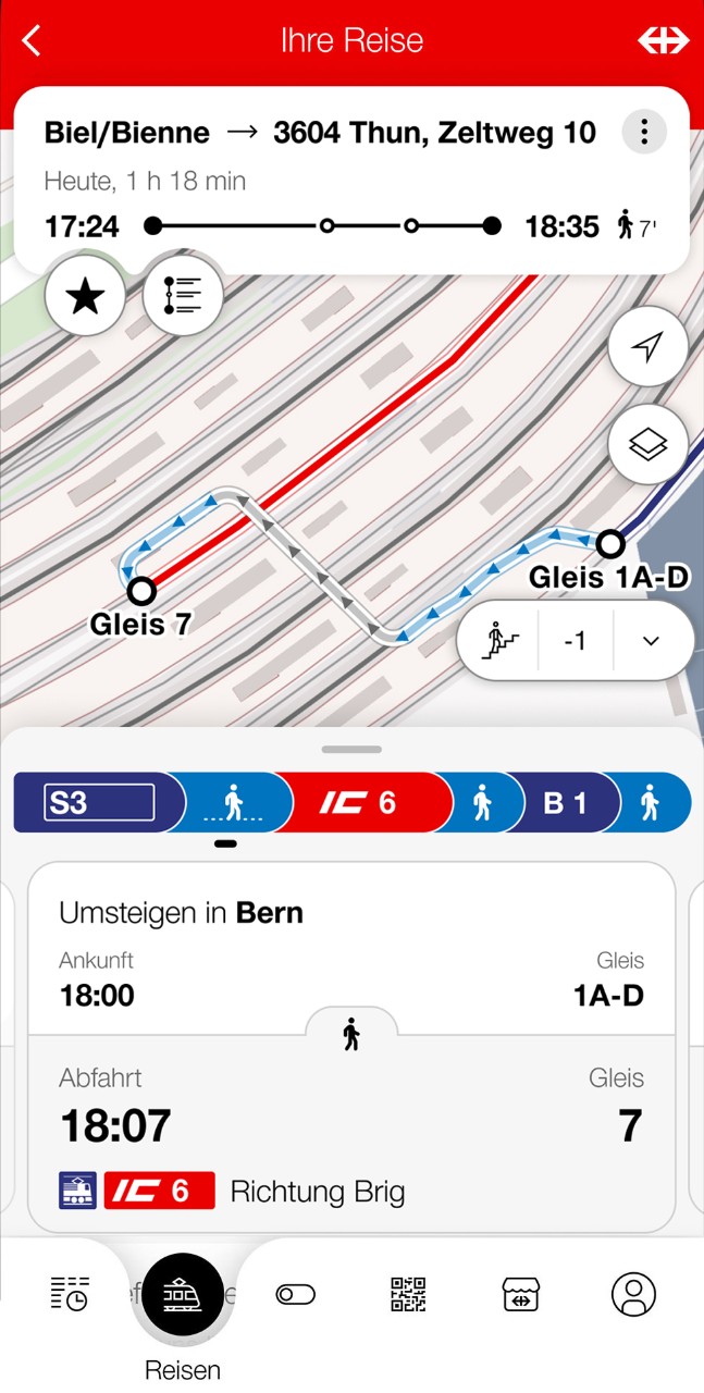 "SBB Mobile"-App downloaden.  