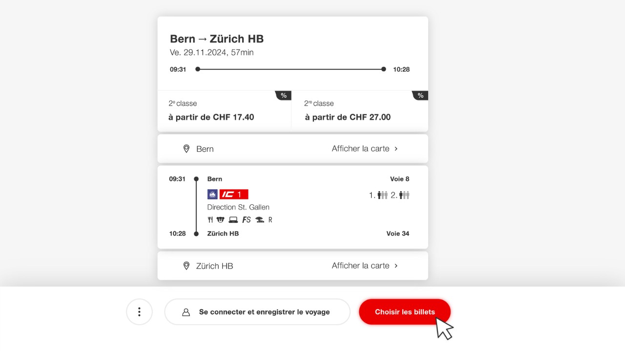 Une fois que vous avez choisi la relation souhaitée, cliquez sur «Choisir les billets».