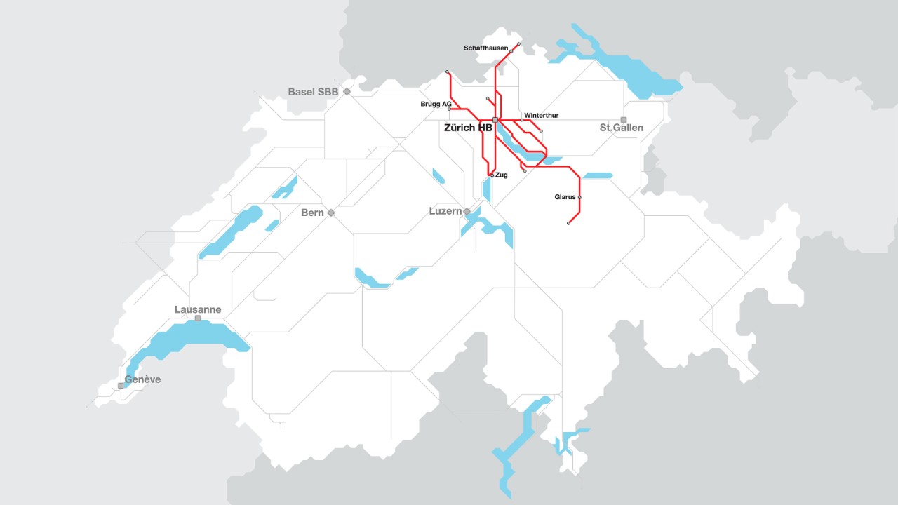 Les trains-navettes à deux niveaux circulent sur les lignes du RER zurichois.