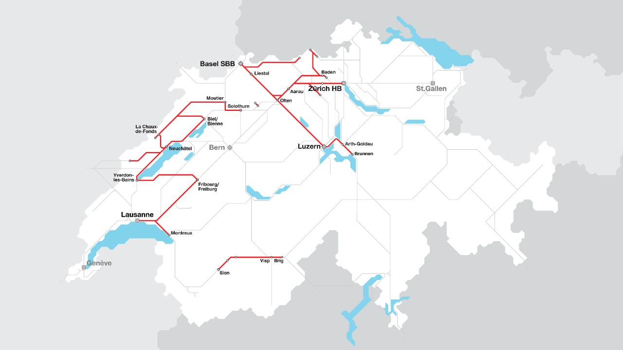 Les trains Domino desservent principalement des lignes du RER dans les cantons d’Argovie, de Lucerne, de Neuchâtel et de Vaud. 